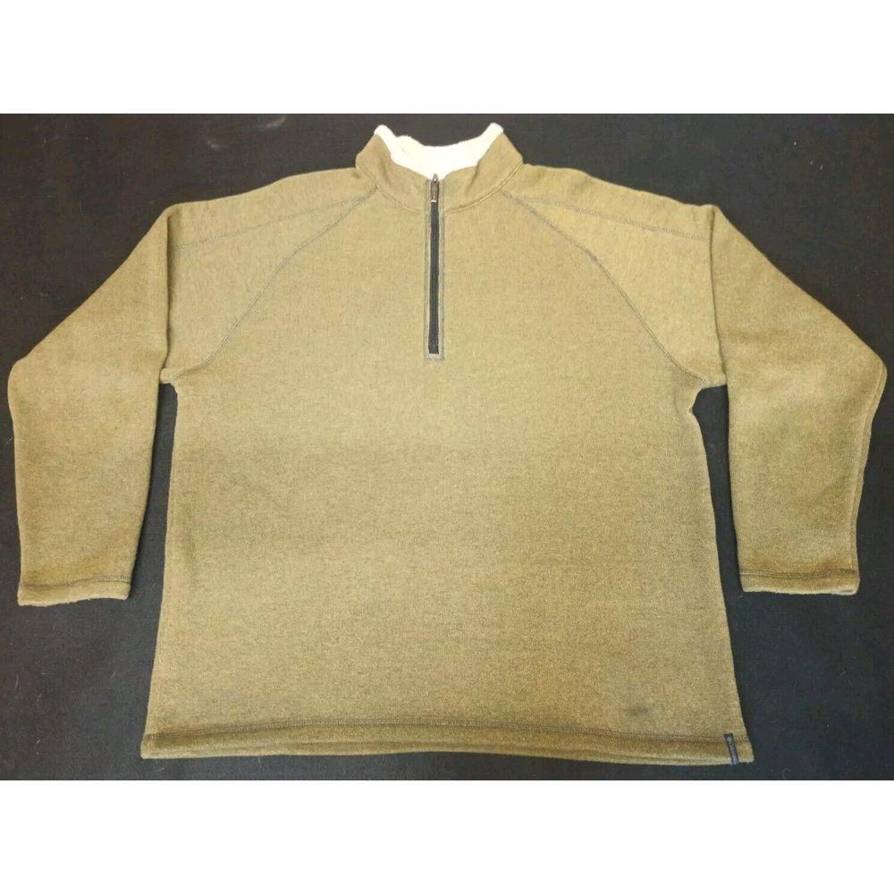 Vintage Columbia 1/4‎ Zip Fleece sweater 2XL  Pullover Army Olive Green Knit